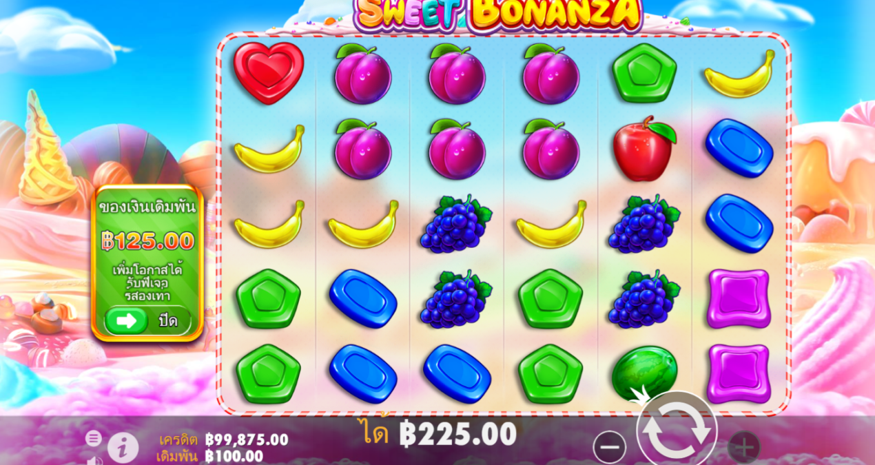 เติมน้ำตาลและชัยชนะครั้งใหญ่ที่ Sweet Bonanza เกมสล็อตออนไลน์